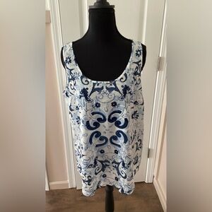 Fleur Bleur Blue and White Patterned Top
